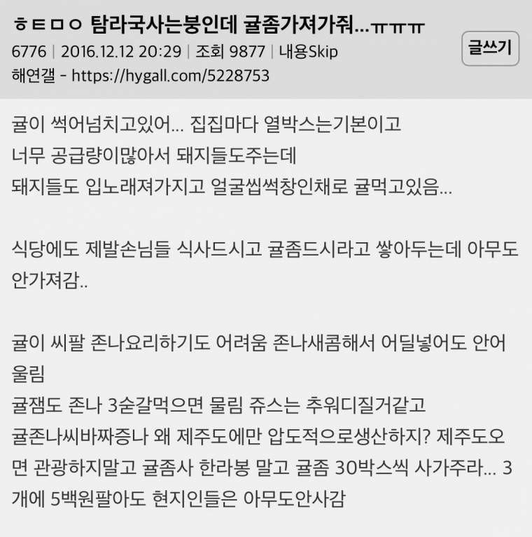 귤이 너무 많아서 고민인 제주도민.jpg | 인스티즈